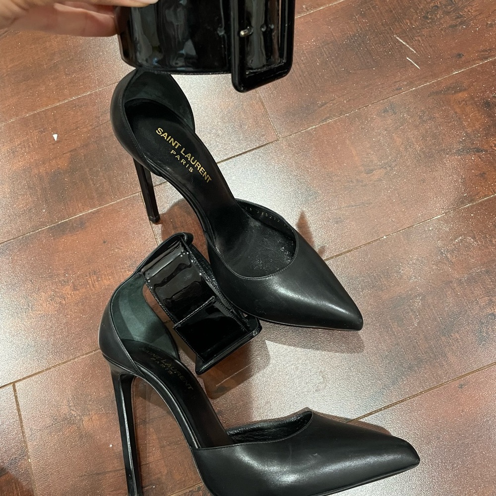 Authentic Saint Laurent stiletto with ankle buckle